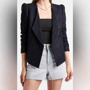 Express - Draped Front Puff Sleeve Boucle Blazer - XS - NWT